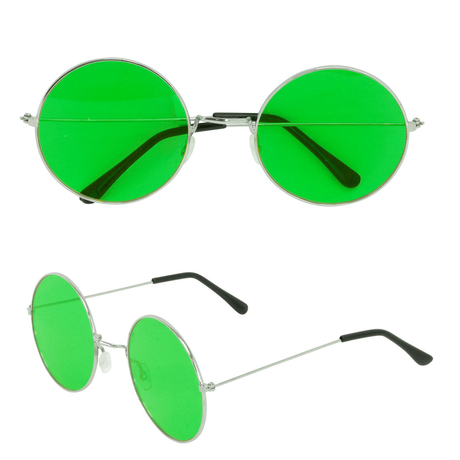 "BRILLE HIPPIE XL MIT GRÜNEN GLÄSERN" Durchmesser 6 cm – Vorderansicht