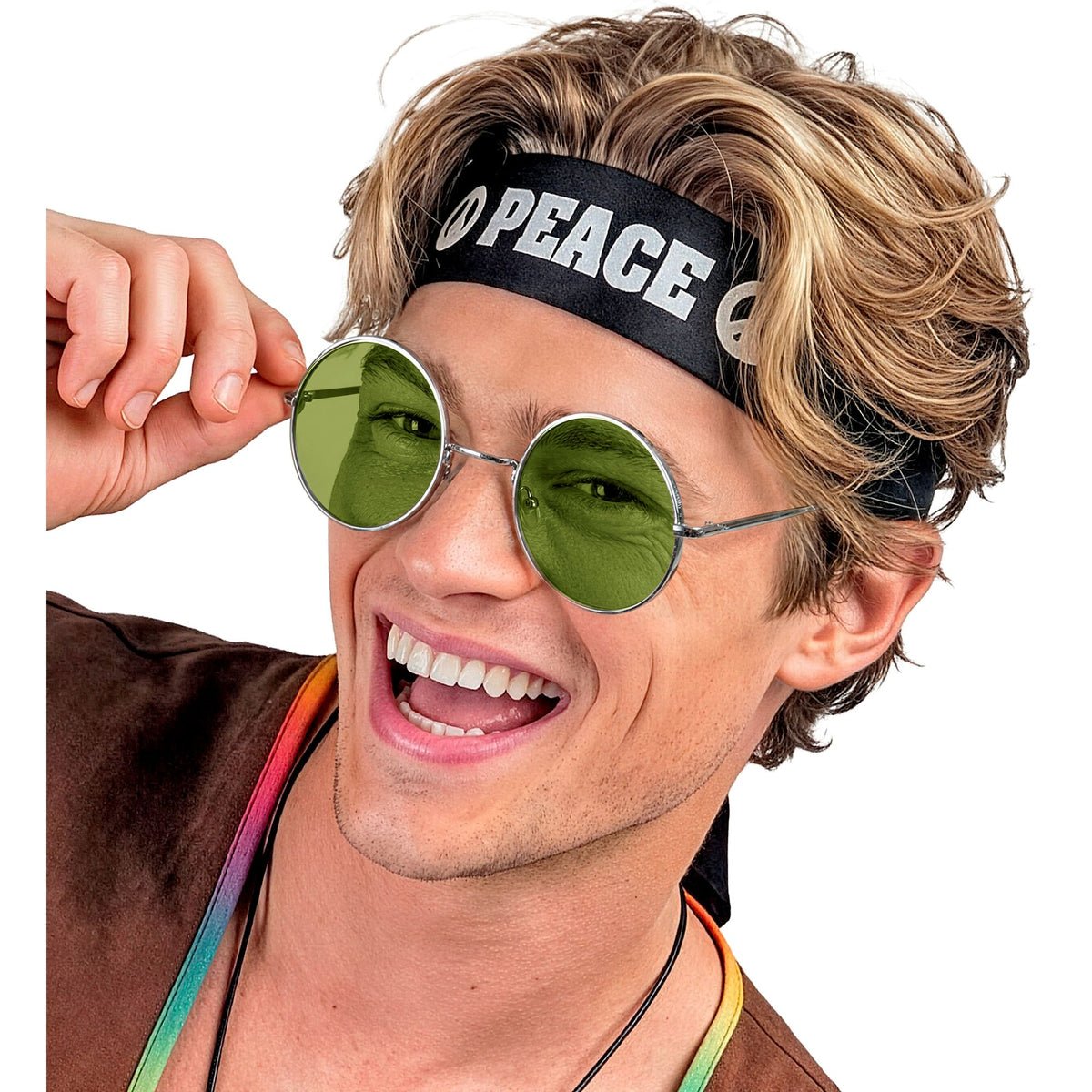 "BRILLE HIPPIE XL MIT GRÜNEN GLÄSERN" Durchmesser 6 cm – Ansicht 4