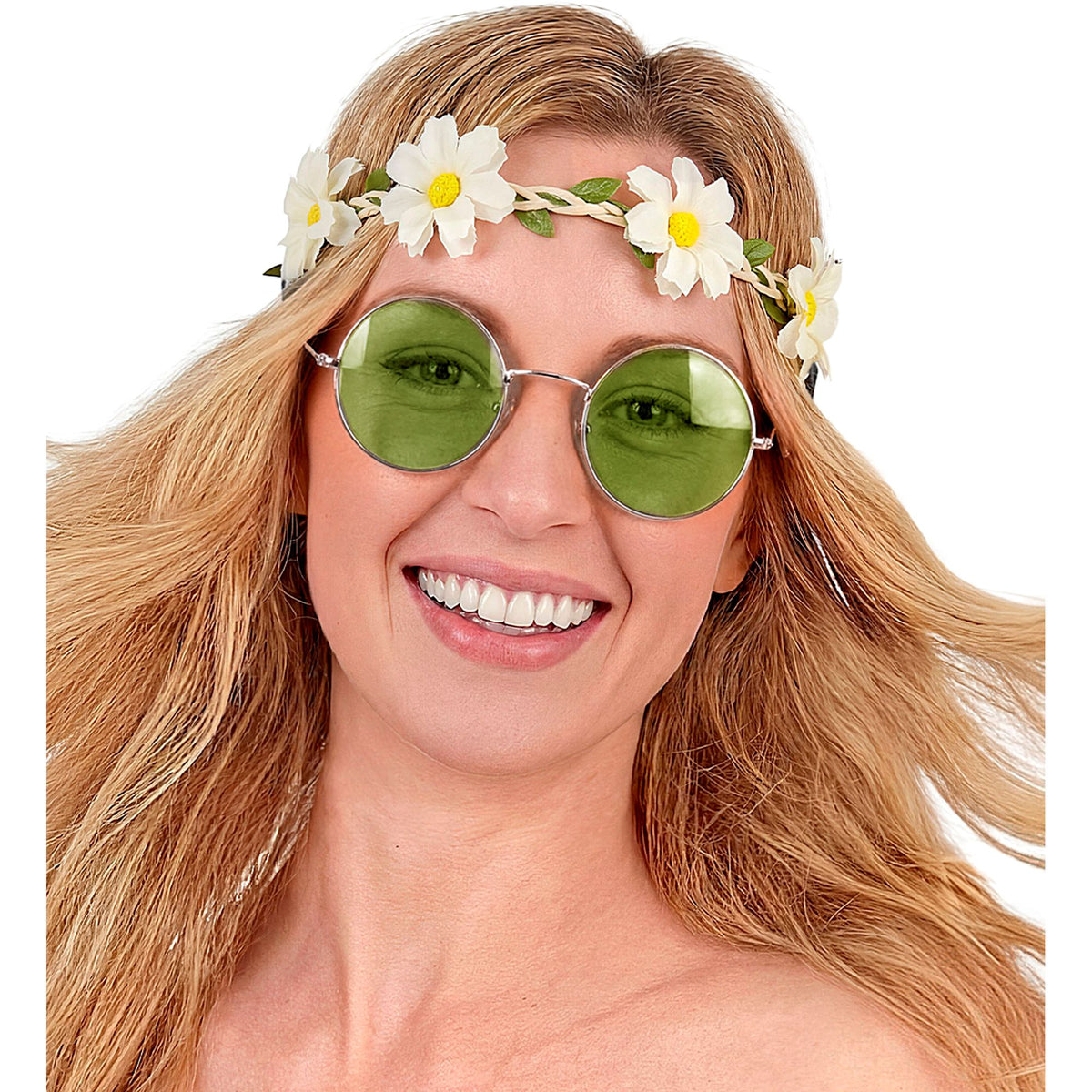 "BRILLE HIPPIE XL MIT GRÜNEN GLÄSERN" Durchmesser 6 cm – Ansicht 5