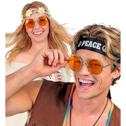 "BRILLE HIPPIE XL MIT ORANGENEN GLÄSERN" Durchmesser 6 cm – Ansicht 3