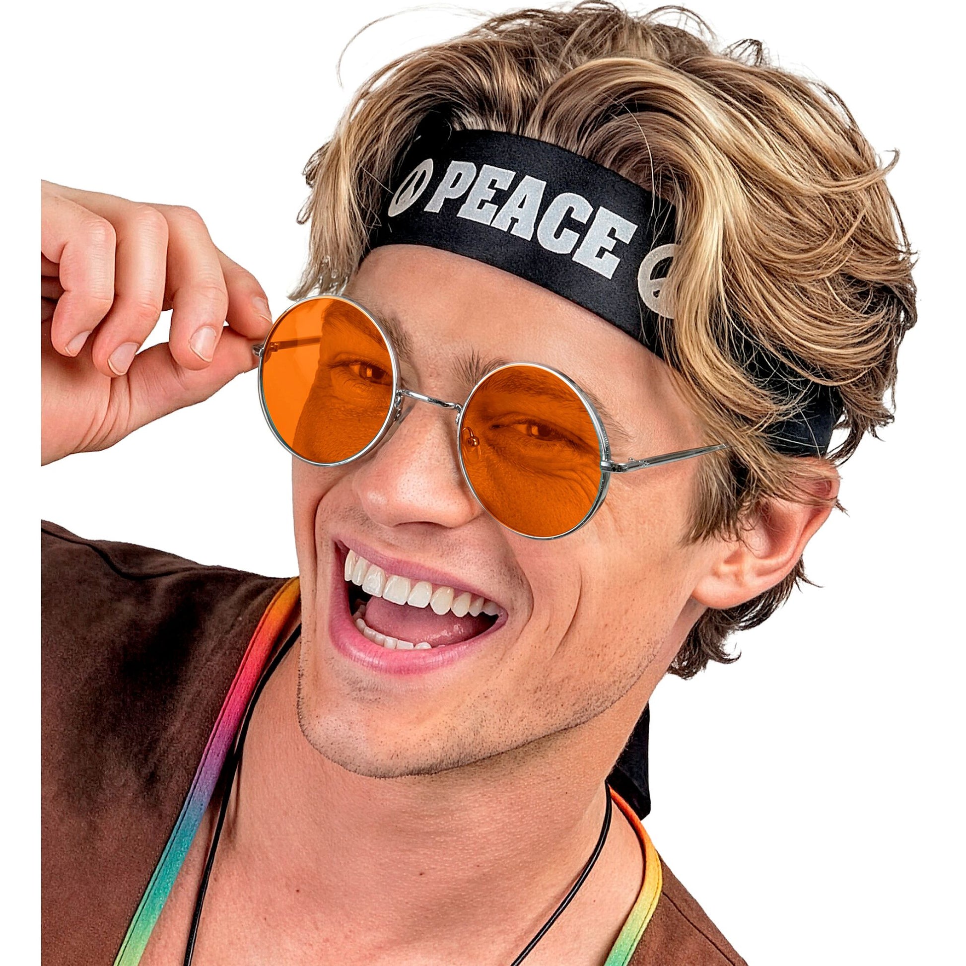 "BRILLE HIPPIE XL MIT ORANGENEN GLÄSERN" Durchmesser 6 cm – Ansicht 4