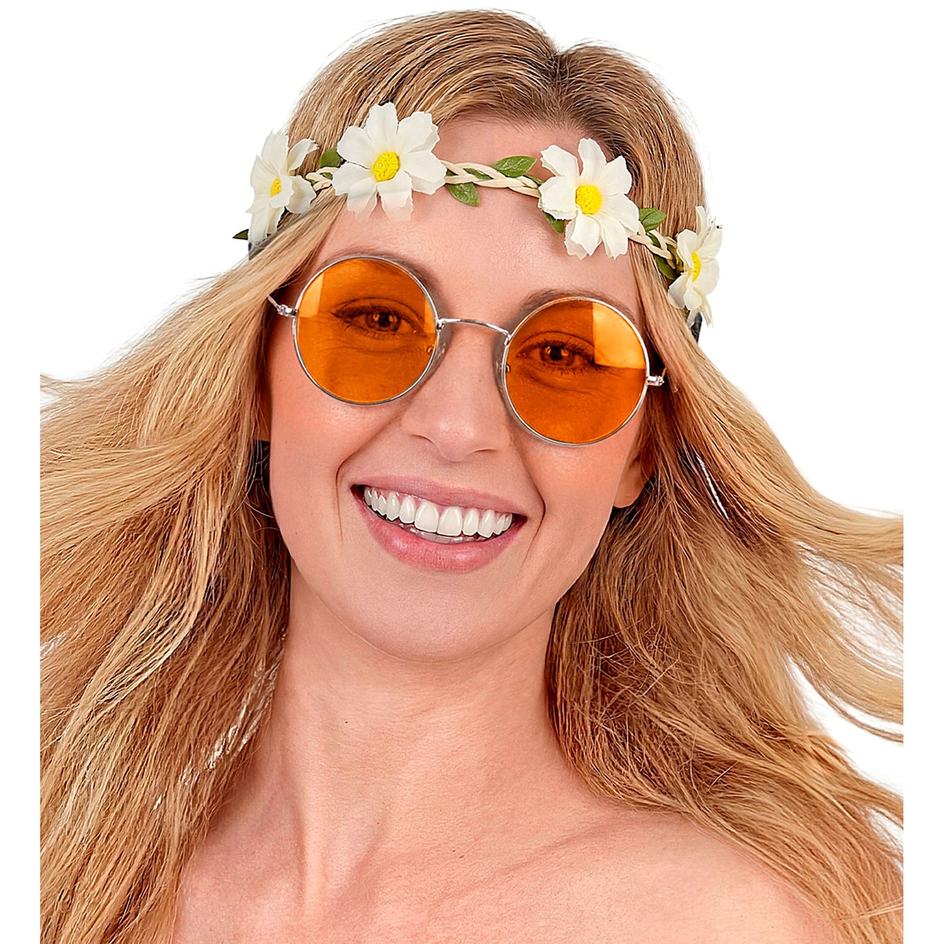 "BRILLE HIPPIE XL MIT ORANGENEN GLÄSERN" Durchmesser 6 cm – Ansicht 5