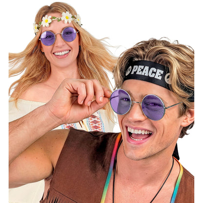 "BRILLE HIPPIE XL MIT VIOLETTEN GLÄSERN" Durchmesser 6 cm – Ansicht 3