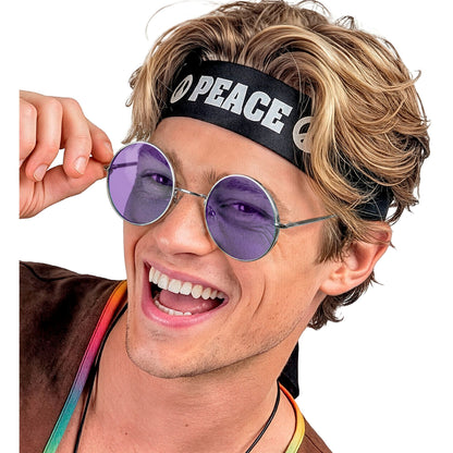 "BRILLE HIPPIE XL MIT VIOLETTEN GLÄSERN" Durchmesser 6 cm – Ansicht 4