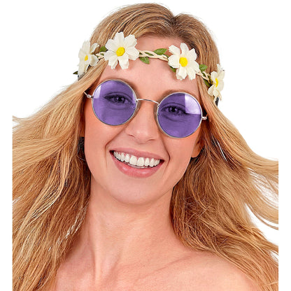 "BRILLE HIPPIE XL MIT VIOLETTEN GLÄSERN" Durchmesser 6 cm – Ansicht 5