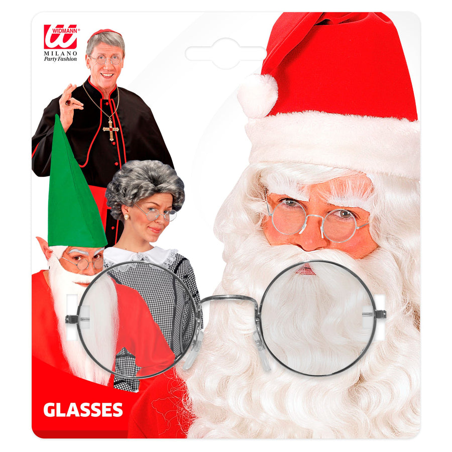 "BRILLE IN SILBER METALLIC MIT GLÄSERN" runde Form – Detailansicht