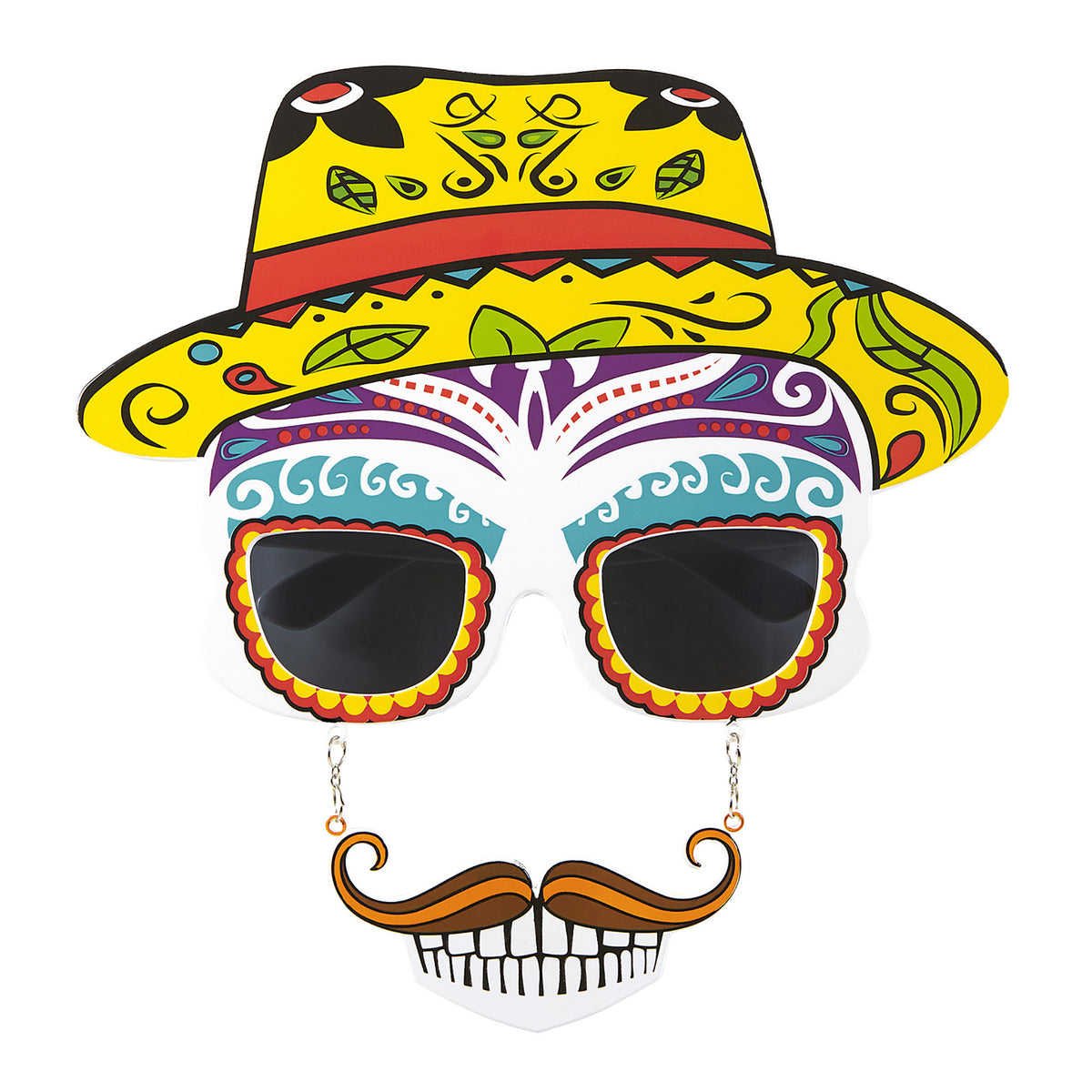"BRILLE TOTENKOPF DIA DE LOS MUERTOS MIT SCHNAUZBART UND ZÄHNEN" – Vorderansicht