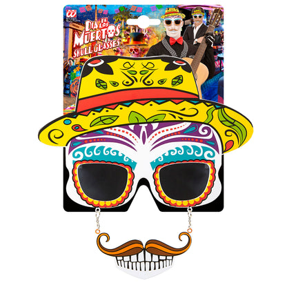 "BRILLE TOTENKOPF DIA DE LOS MUERTOS MIT SCHNAUZBART UND ZÄHNEN" – Detailansicht