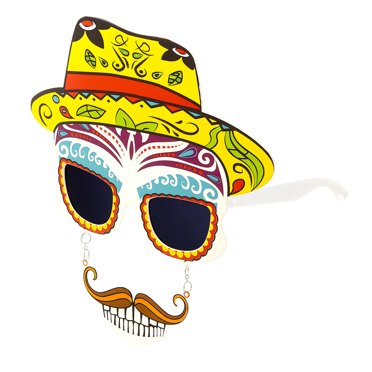 "BRILLE TOTENKOPF DIA DE LOS MUERTOS MIT SCHNAUZBART UND ZÄHNEN" – Ansicht 3