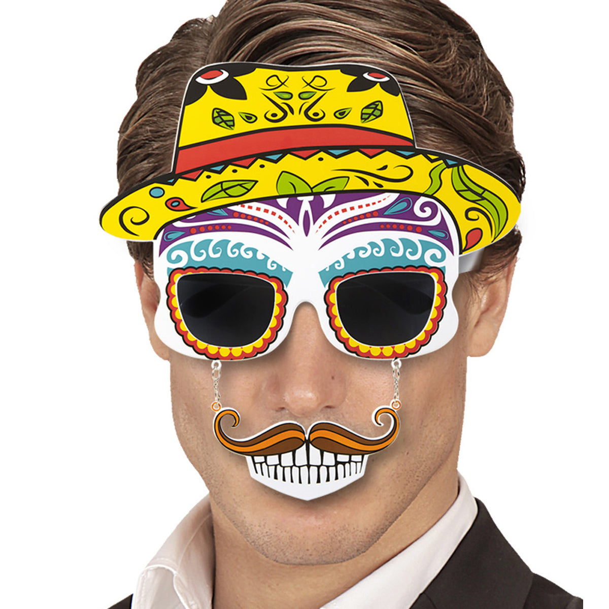 "BRILLE TOTENKOPF DIA DE LOS MUERTOS MIT SCHNAUZBART UND ZÄHNEN" – Ansicht 4