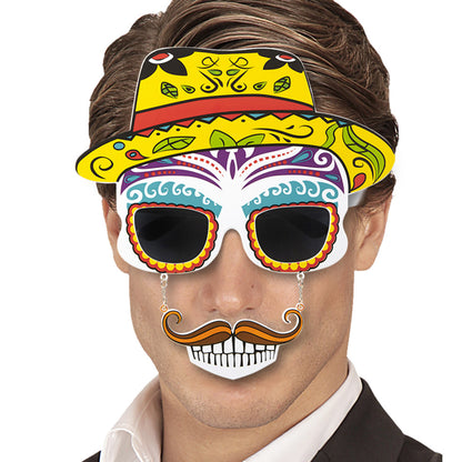 "BRILLE TOTENKOPF DIA DE LOS MUERTOS MIT SCHNAUZBART UND ZÄHNEN" – Ansicht 4