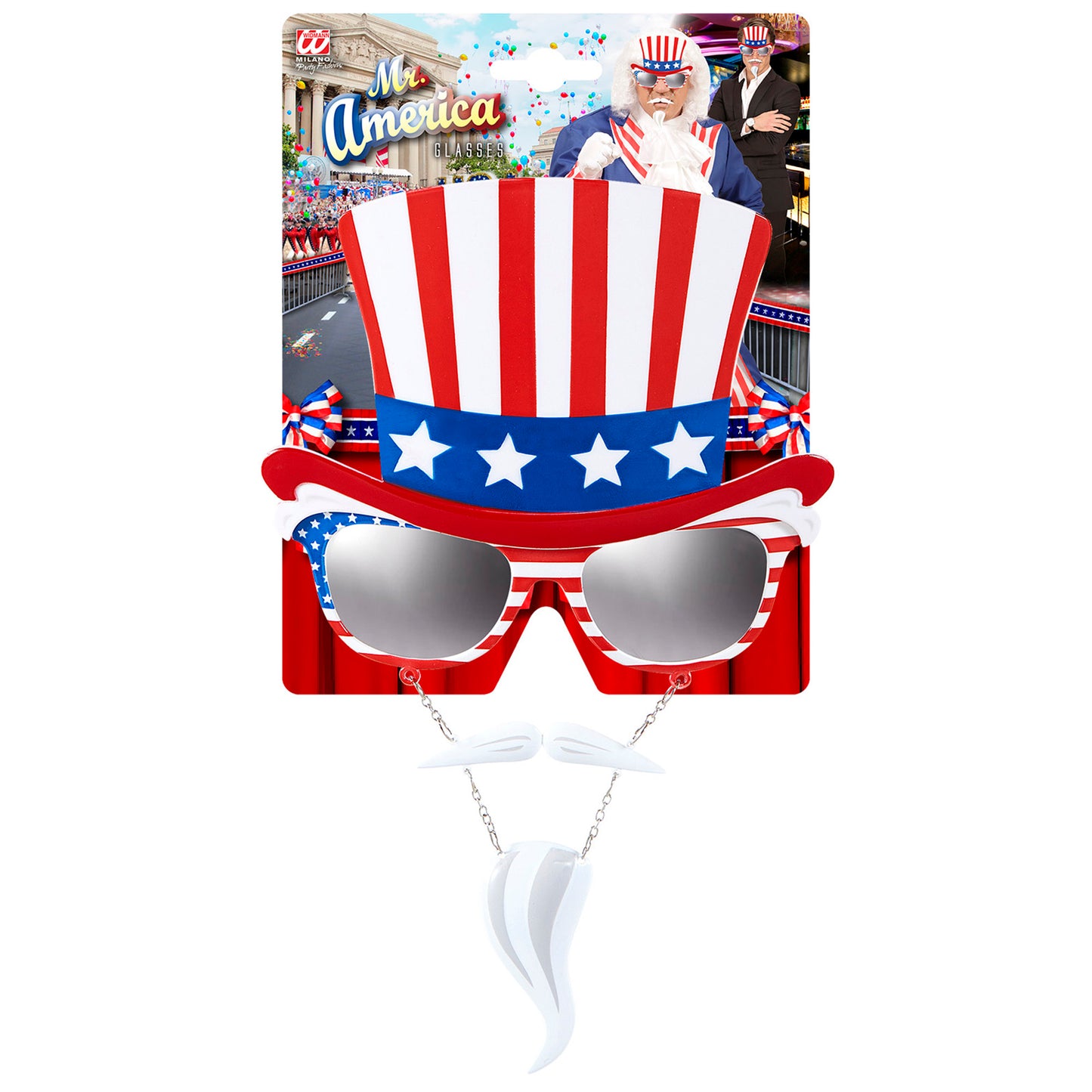 "BRILLE UNCLE SAM MIT SCHNAUZBART UND KINNBART" – Detailansicht