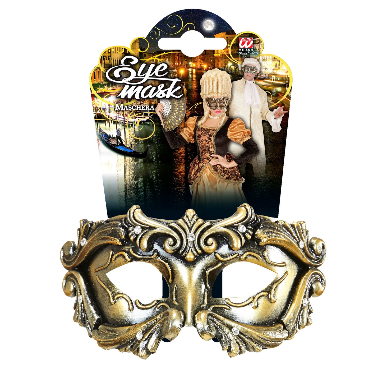 "BRONZEFARBENE DELUXE MASKE BAROQUE COLOMBINA MIT STRASS" – Detailansicht
