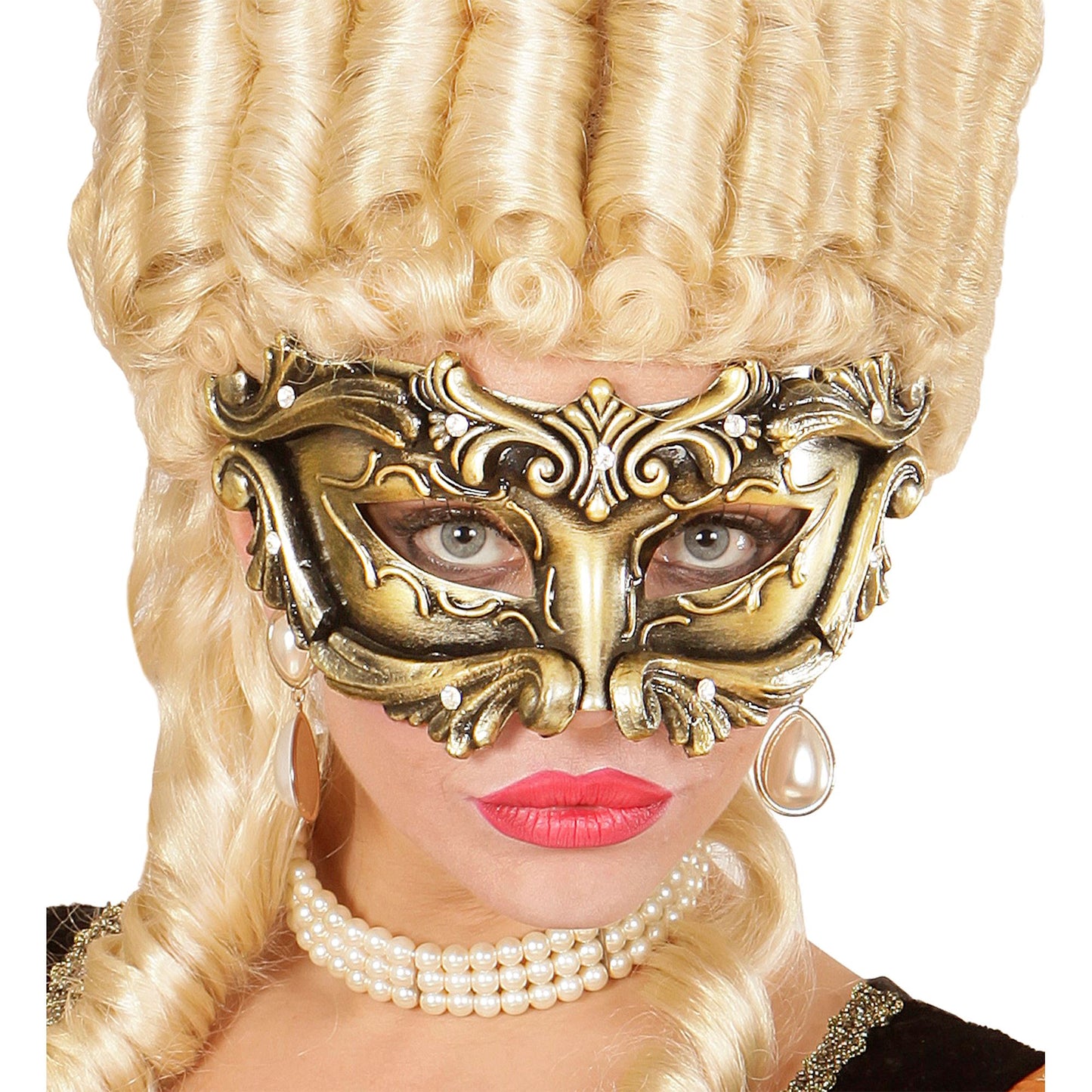 "BRONZEFARBENE DELUXE MASKE BAROQUE COLOMBINA MIT STRASS" – Ansicht 3