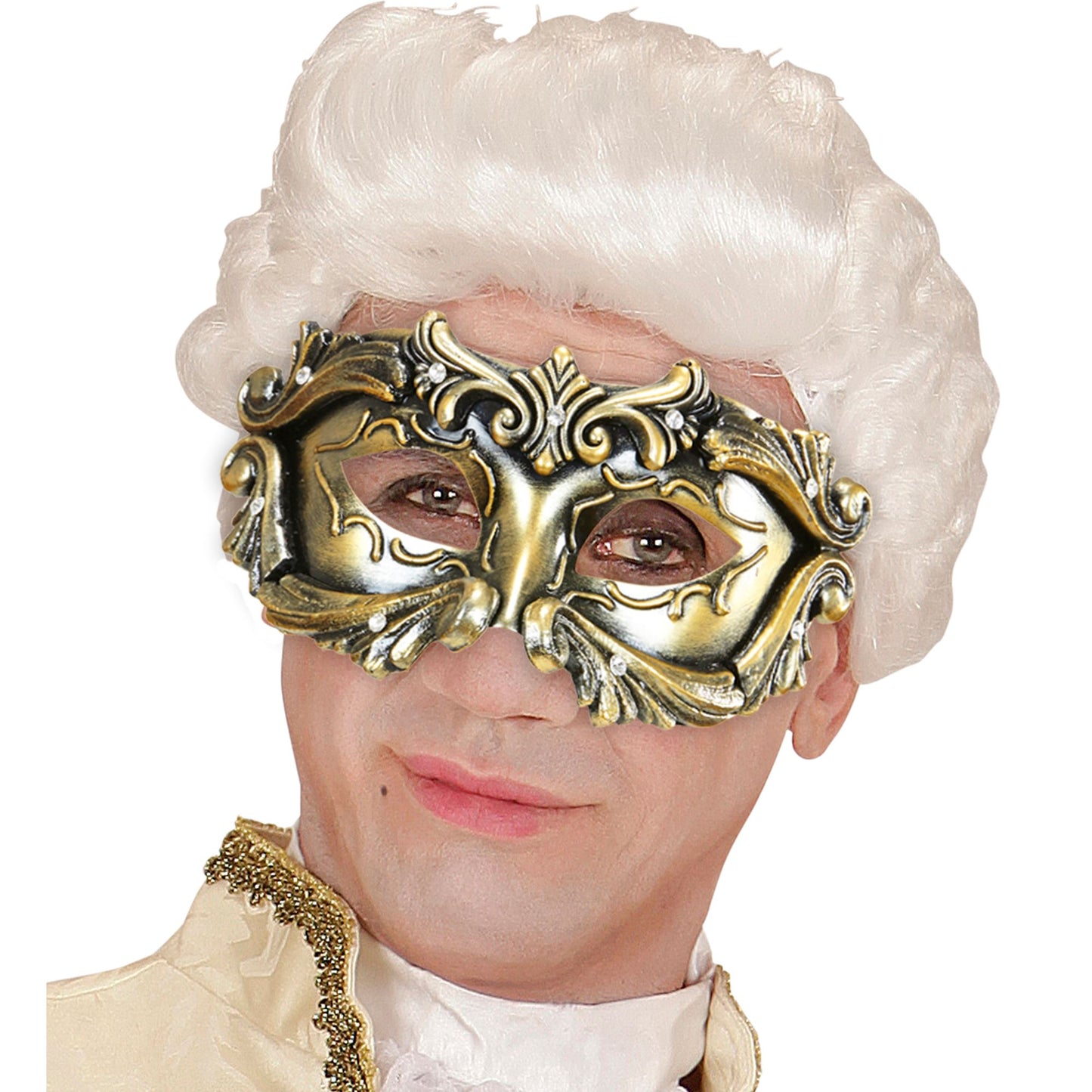 "BRONZEFARBENE DELUXE MASKE BAROQUE COLOMBINA MIT STRASS" – Ansicht 4