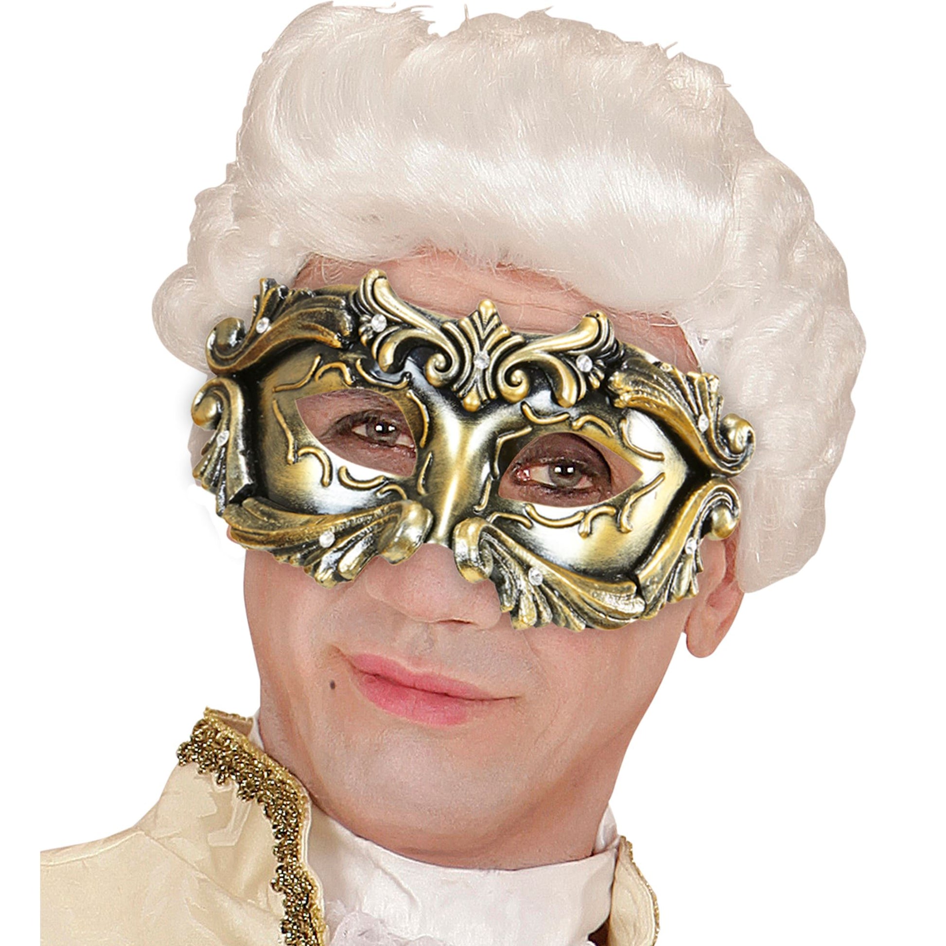 "BRONZEFARBENE DELUXE MASKE BAROQUE COLOMBINA MIT STRASS" – Ansicht 4