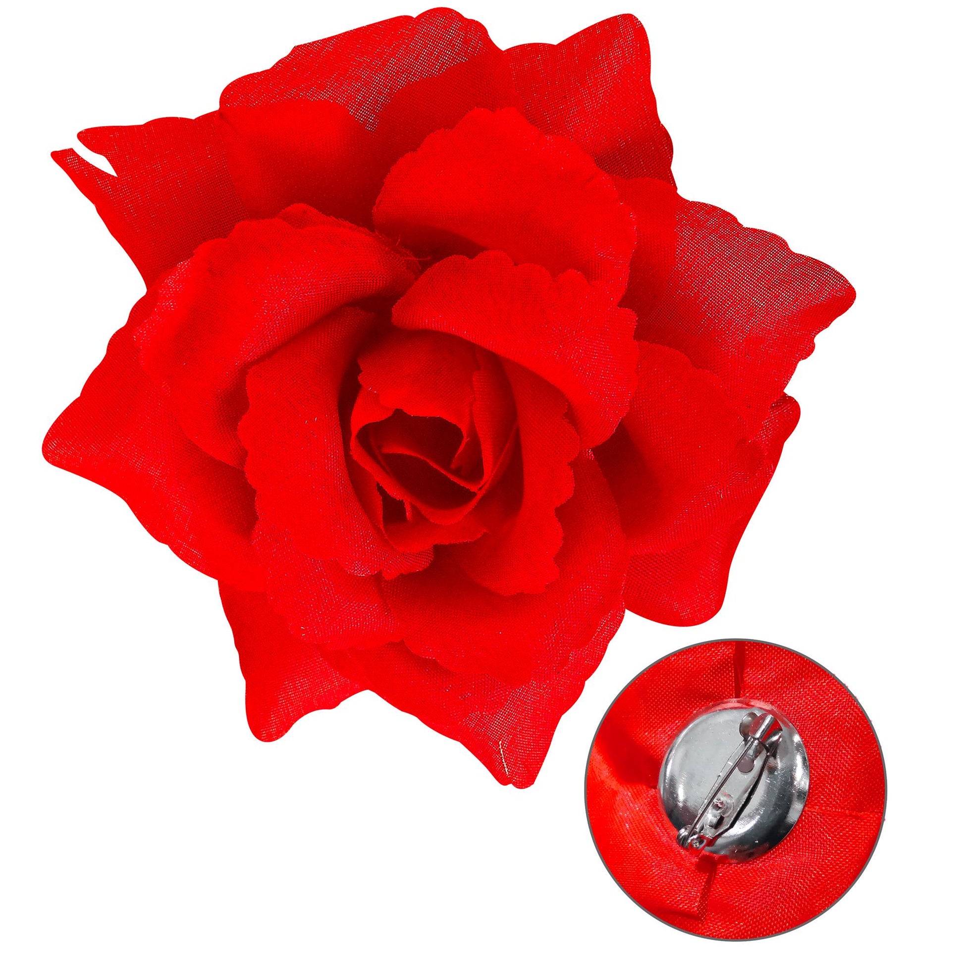 "BROSCHE ROTE ROSE" 10 cm – Vorderansicht