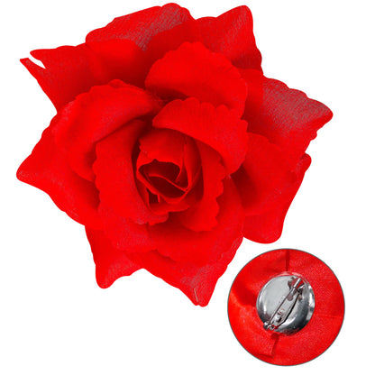 "BROSCHE ROTE ROSE" 10 cm – Vorderansicht