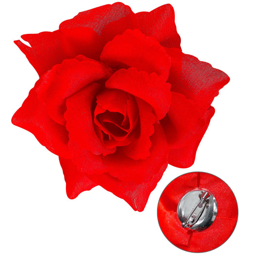"BROSCHE ROTE ROSE" 10 cm – Vorderansicht