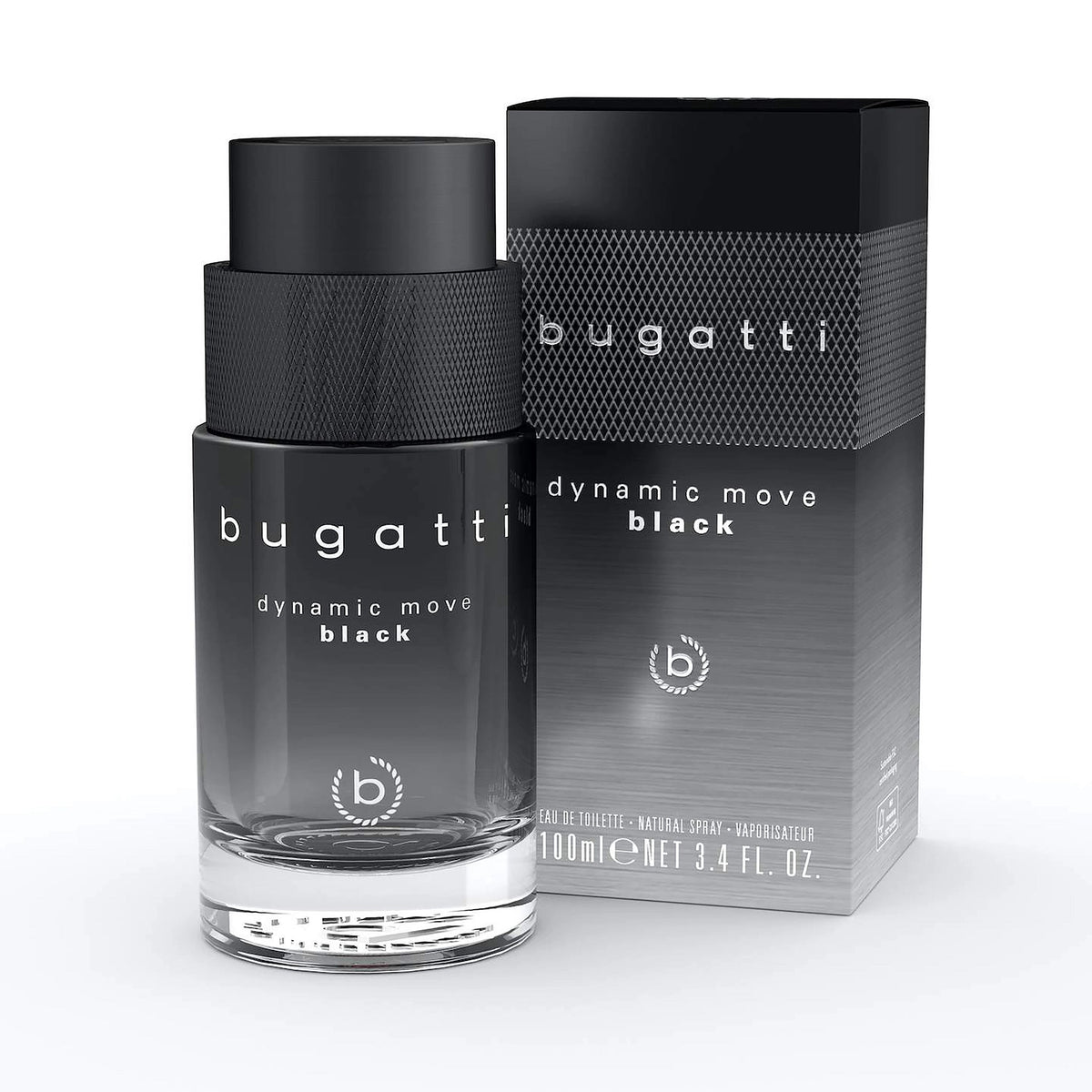 Bugatti Dynamic Move Black Eau de Toilette für Herren, 100 ml, schwarzer Flakon