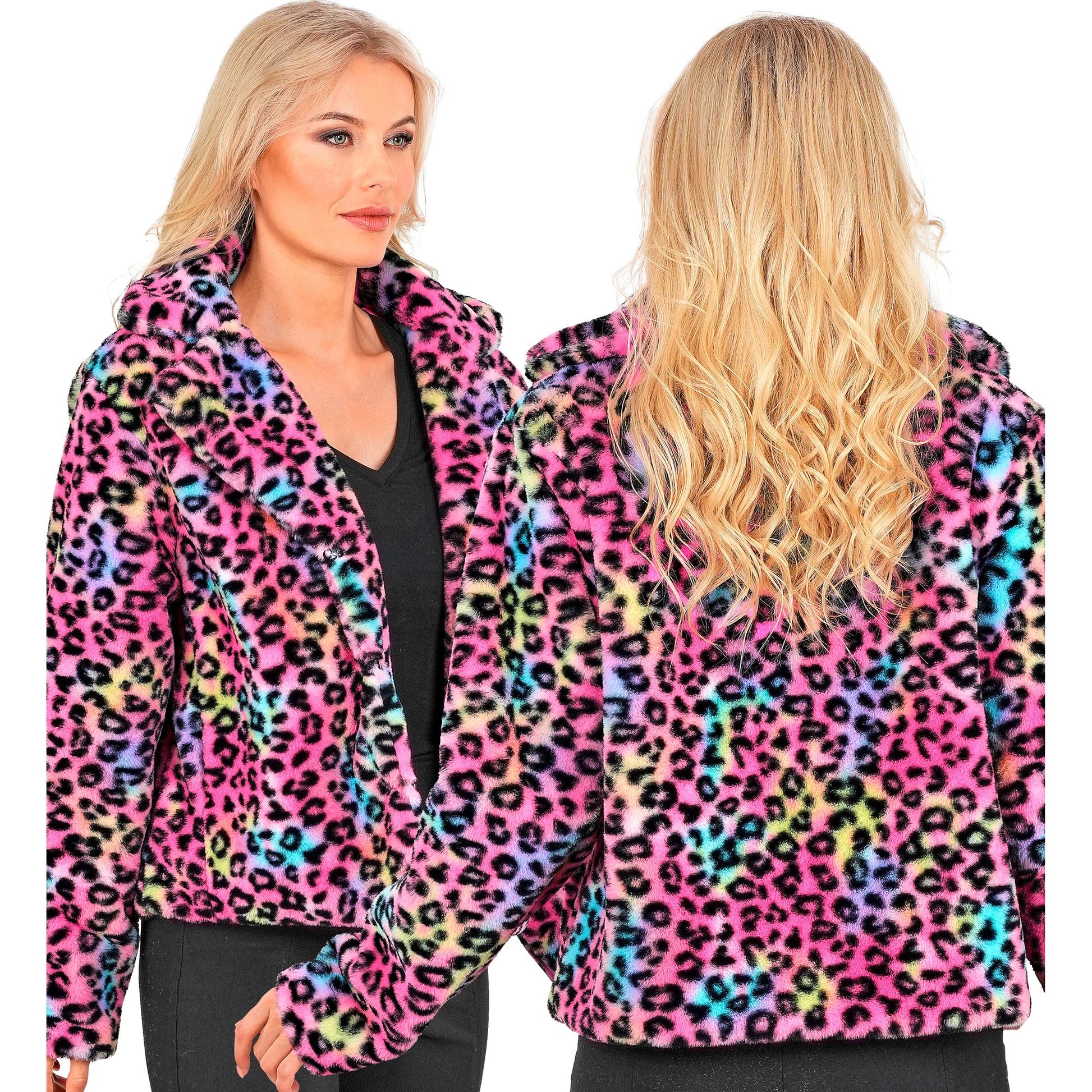 "BUNTE ANIMALIER LEOPARDENMUSTER DAMEN PLÜSCHJACKE" – Detailansicht