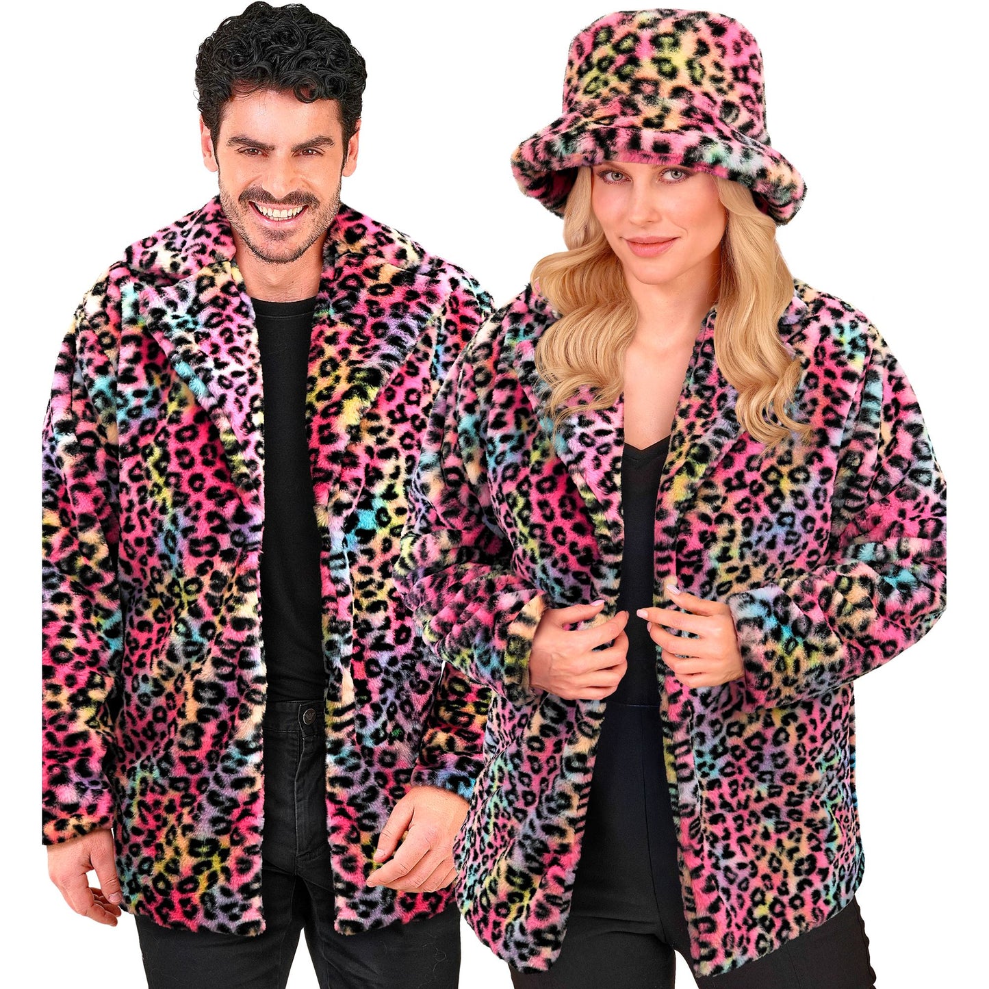 "BUNTE ANIMALIER LEOPARDENMUSTER PLÜSCHJACKE" – Vorderansicht