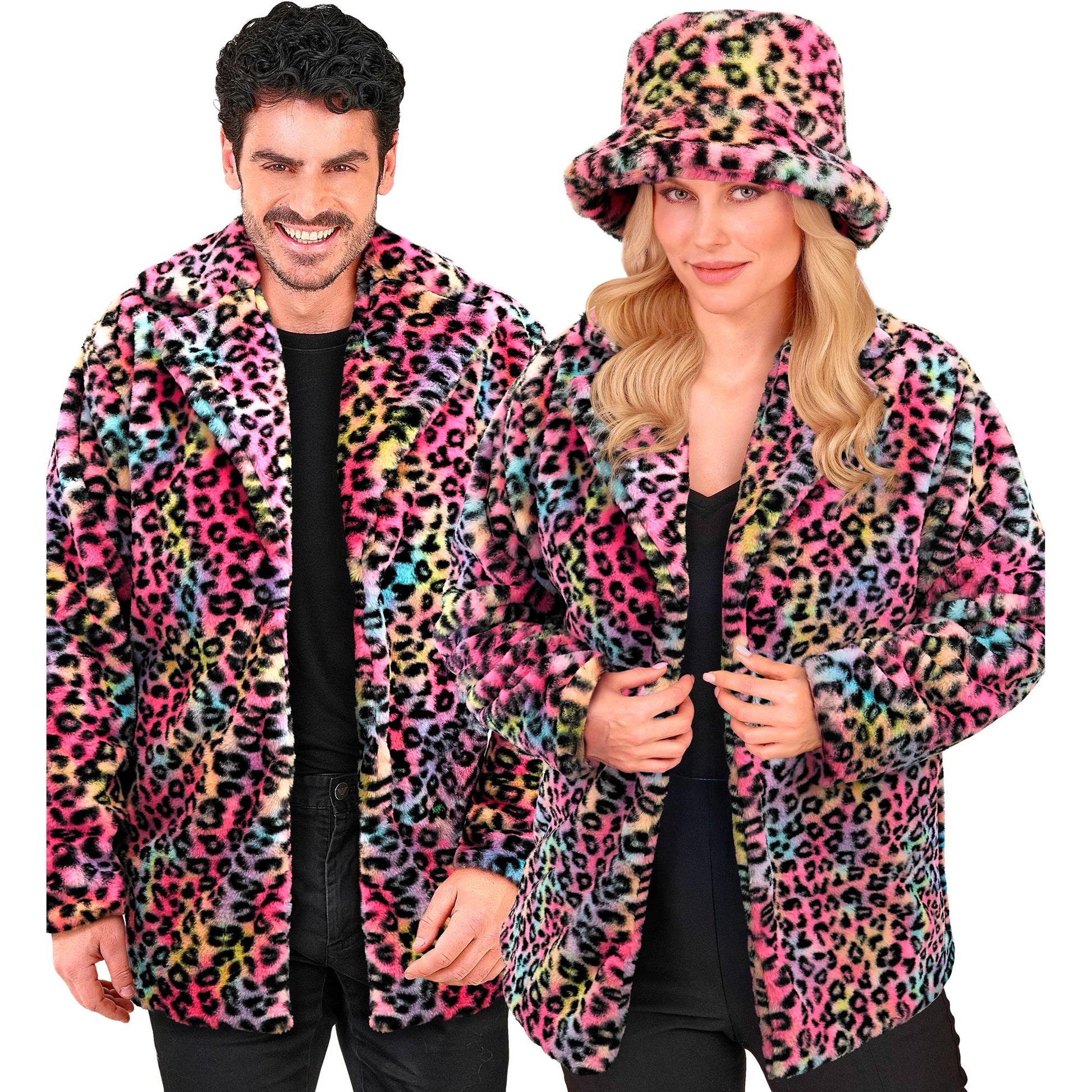 "BUNTE ANIMALIER LEOPARDENMUSTER PLÜSCHJACKE" – Vorderansicht