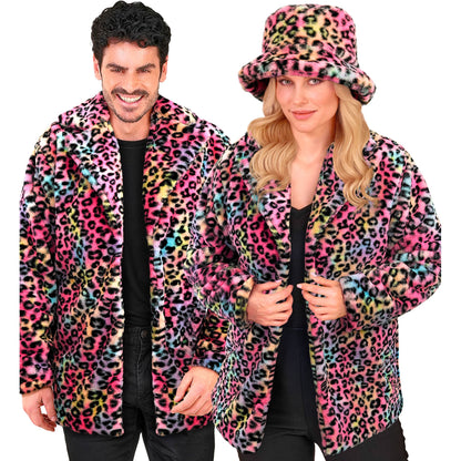 "BUNTE ANIMALIER LEOPARDENMUSTER PLÜSCHJACKE" – Vorderansicht