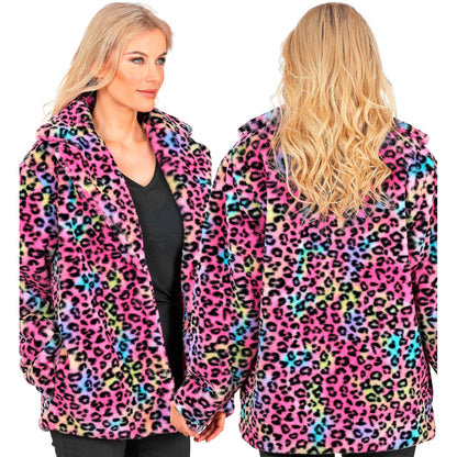 "BUNTE ANIMALIER LEOPARDENMUSTER PLÜSCHJACKE" – Detailansicht
