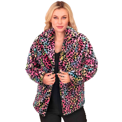 "BUNTE ANIMALIER LEOPARDENMUSTER PLÜSCHJACKE" – Ansicht 3