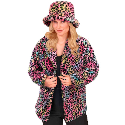 "BUNTE ANIMALIER LEOPARDENMUSTER PLÜSCHJACKE" – Ansicht 4