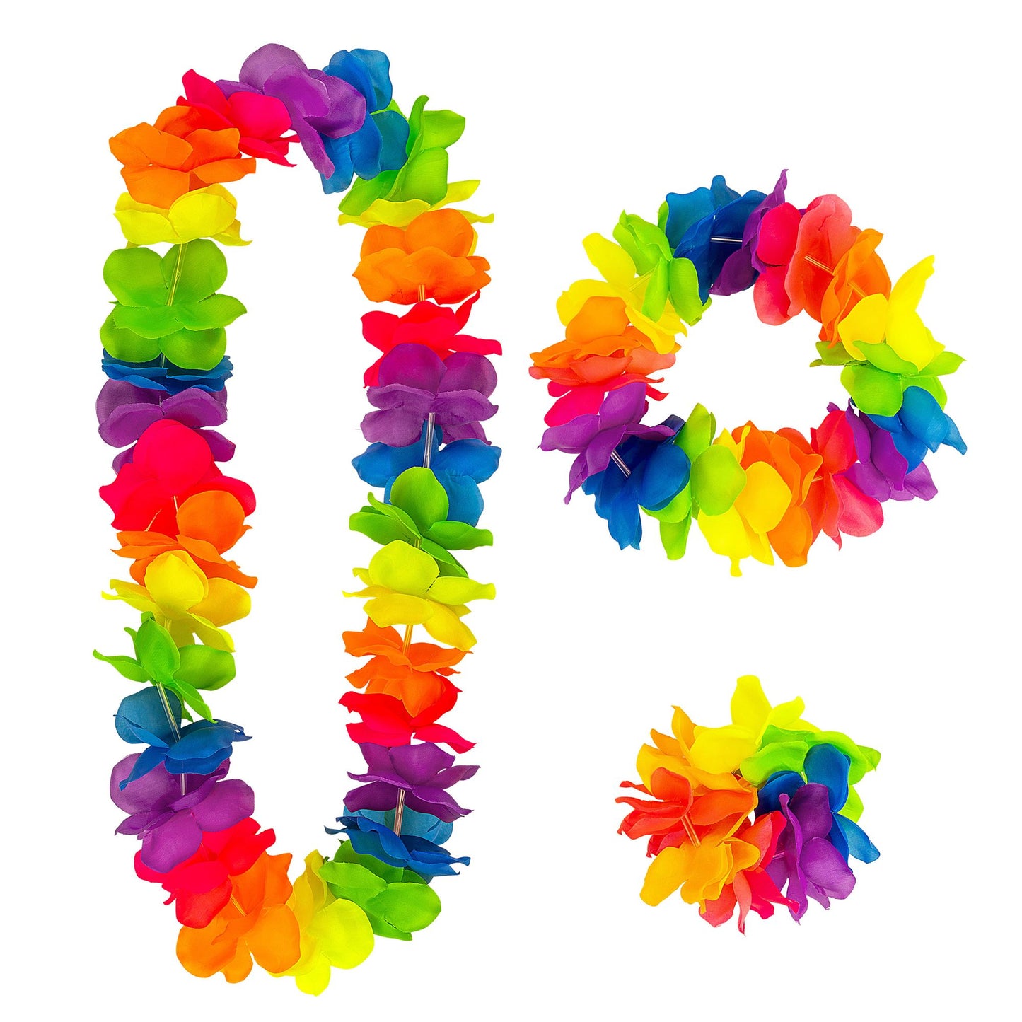 "BUNTES HAWAII-SET" (Halskette, Sitrnband, Armband) – Vorderansicht
