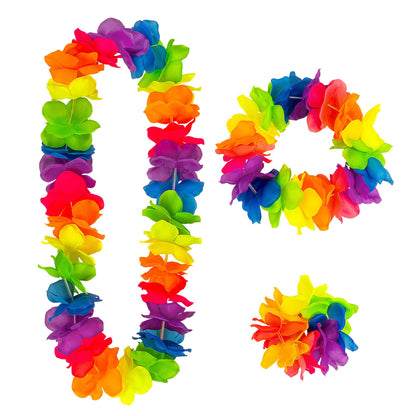 "BUNTES HAWAII-SET" (Halskette, Sitrnband, Armband) – Vorderansicht