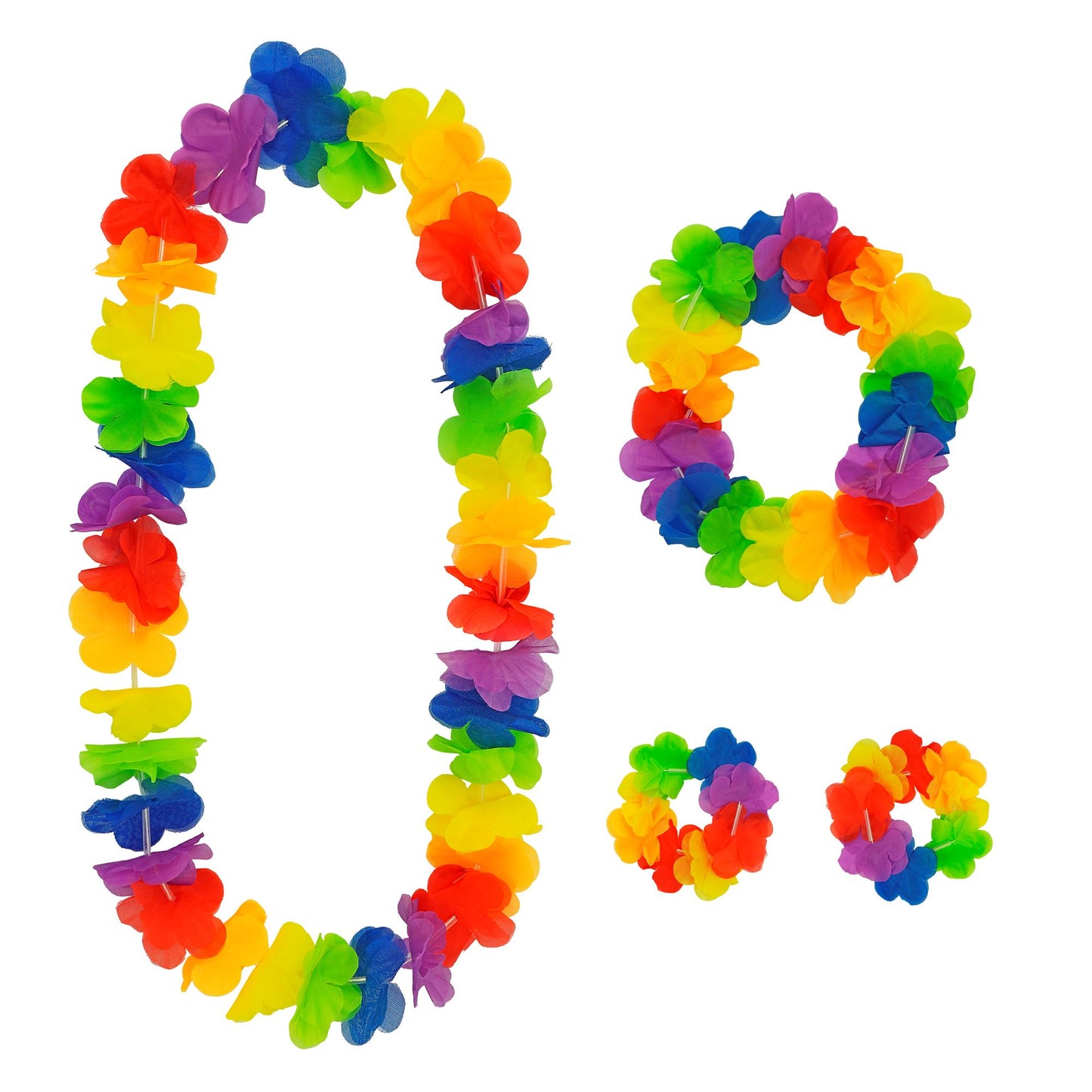 "BUNTES HAWAIISET" (Kette, Stirnband, 2 Armbänder) – Vorderansicht