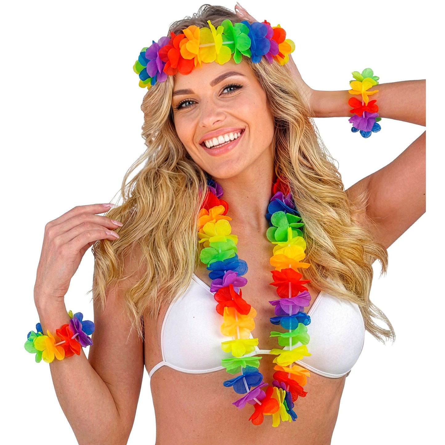 "BUNTES HAWAIISET" (Kette, Stirnband, 2 Armbänder) – Ansicht 3