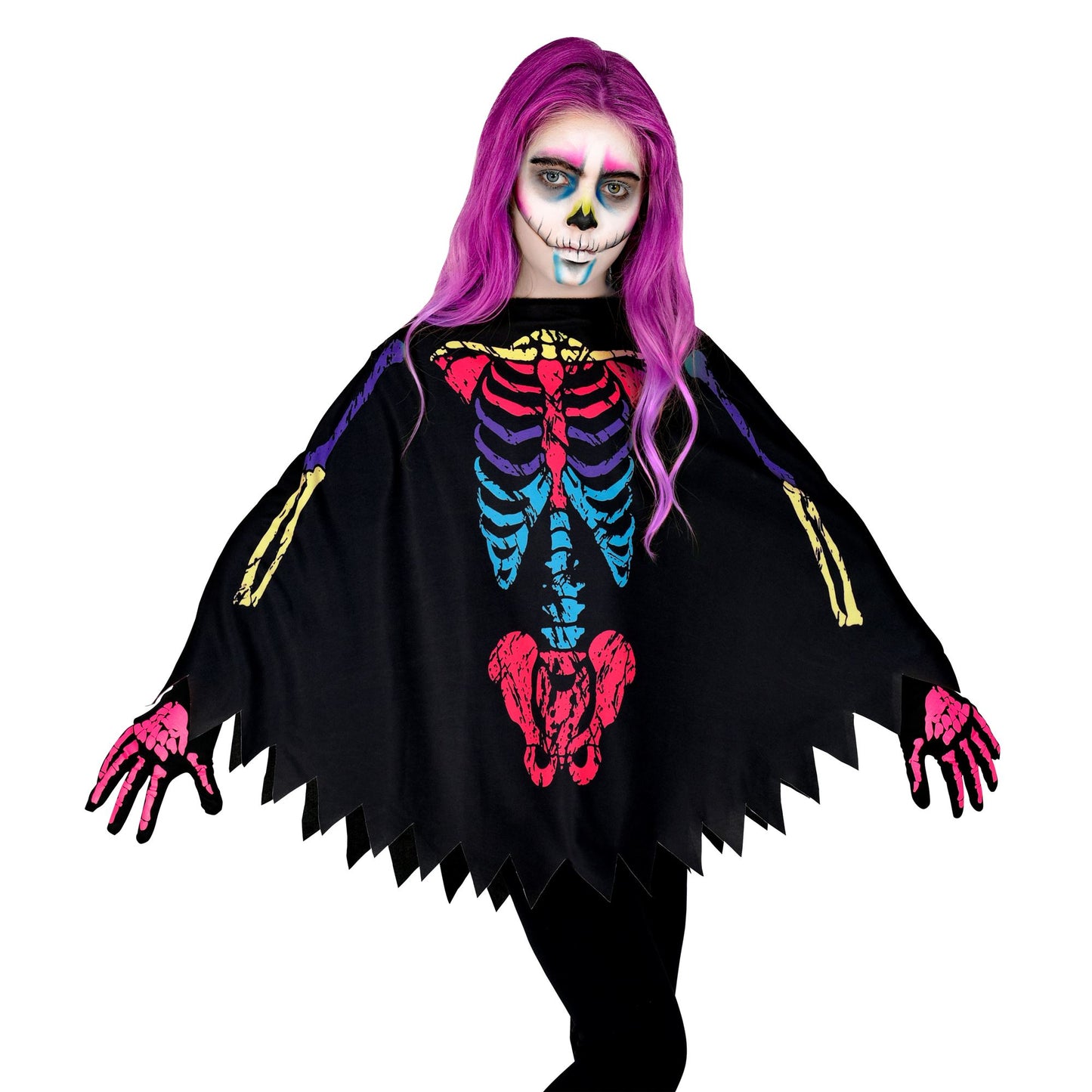 "BUNTES SKELETT" (Poncho) – Vorderansicht