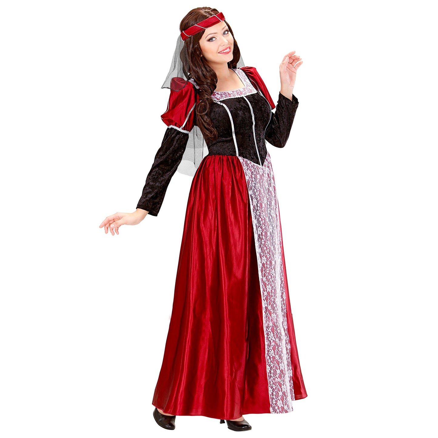 "BURGFRÄULEIN" (Kleid, Kopfbedeckung mit Schleier) – Detailansicht