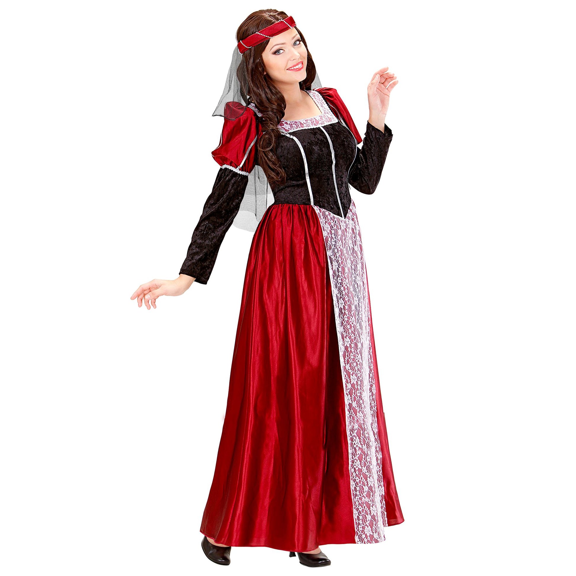 "BURGFRÄULEIN" (Kleid, Kopfbedeckung mit Schleier) – Detailansicht