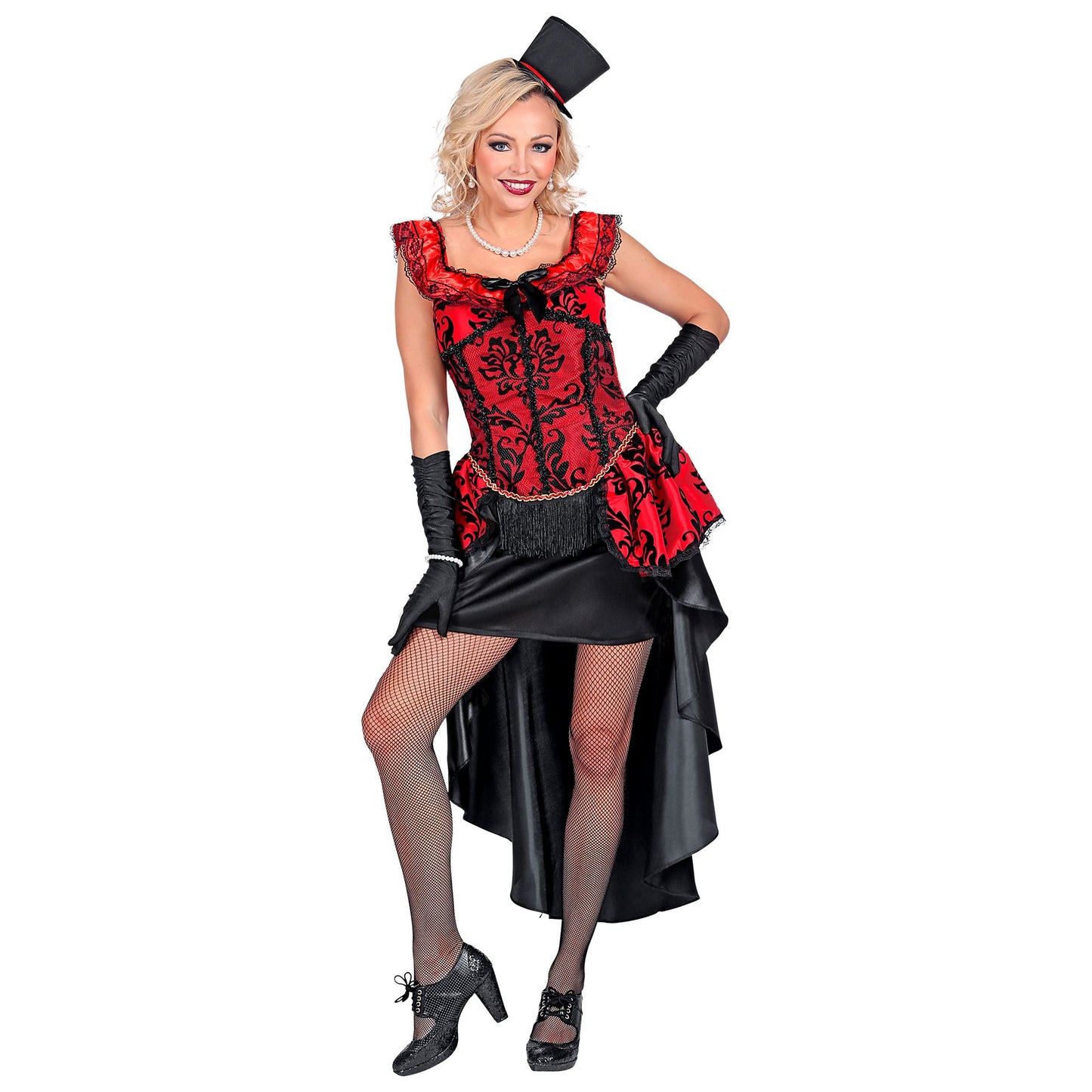 Widmann Damen Burlesque Kostüm Satin Kleid mit Handschuhen – Detailansicht