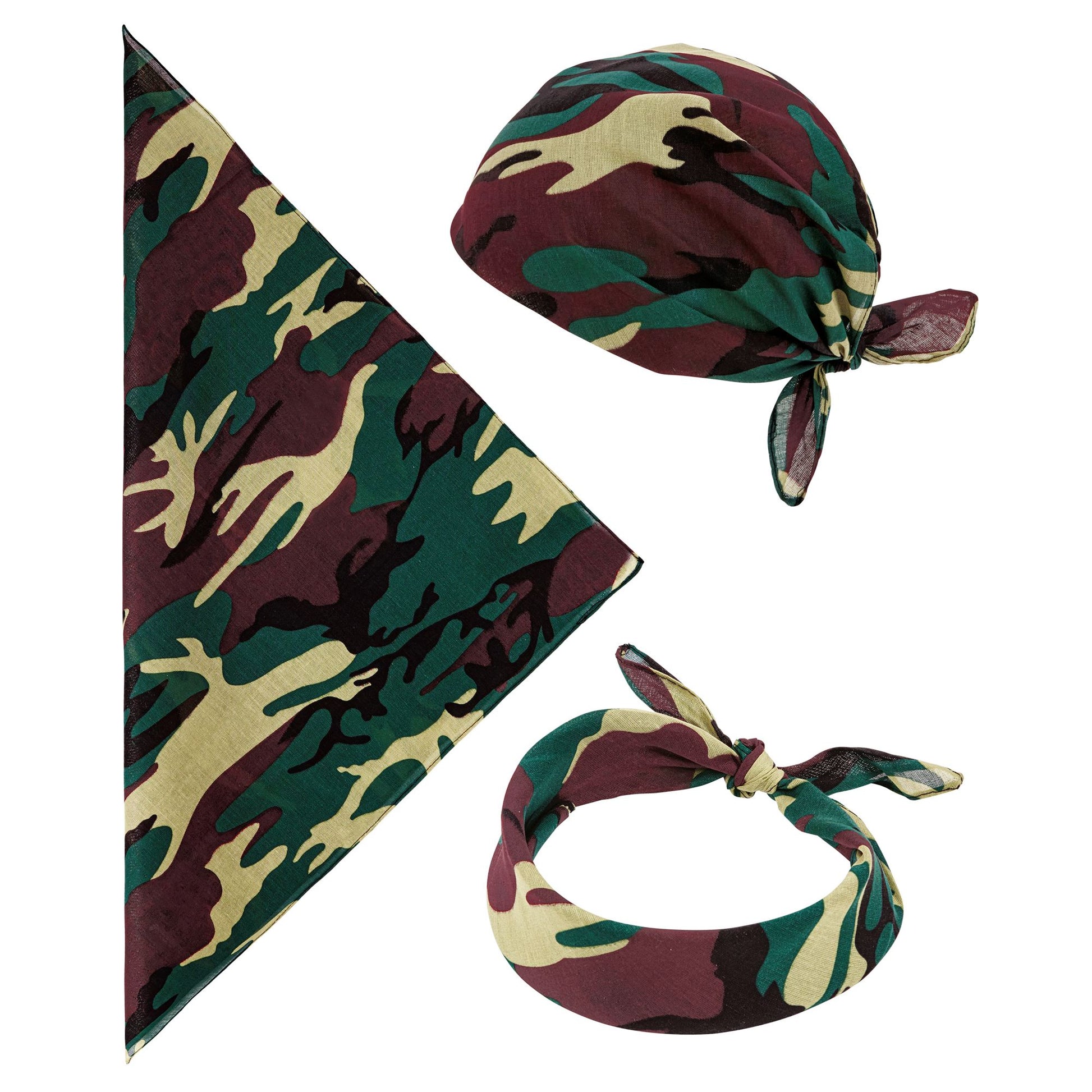 "CAMOUFLAGE BANDANA" 55x55 cm - 100% Baumwolle – Vorderansicht