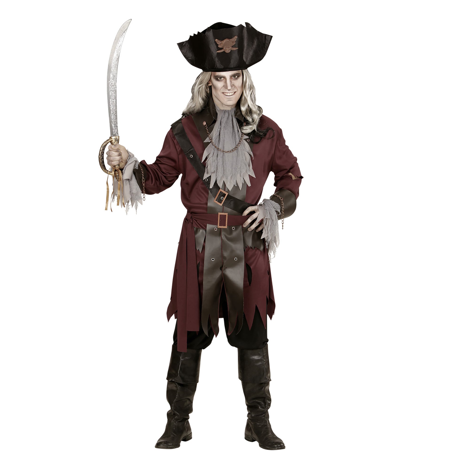 "CAPTAIN SPOOK" (Jacke mit Gürtel, Jabot, Stirnband, Hut) – Vorderansicht