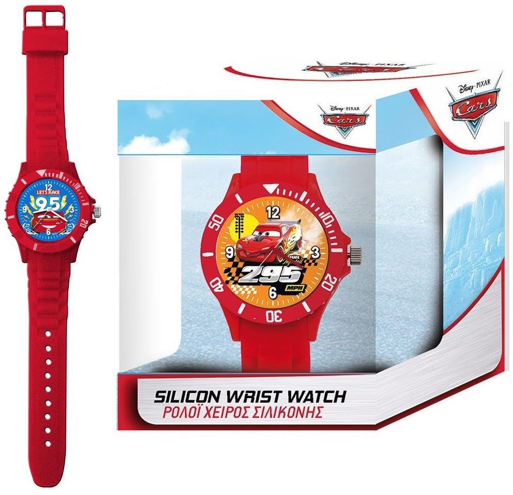 CARTOON CARS RED - SILICON WRIST WATCH 562690 Only Time - Armbanduhr 33 mm Rot