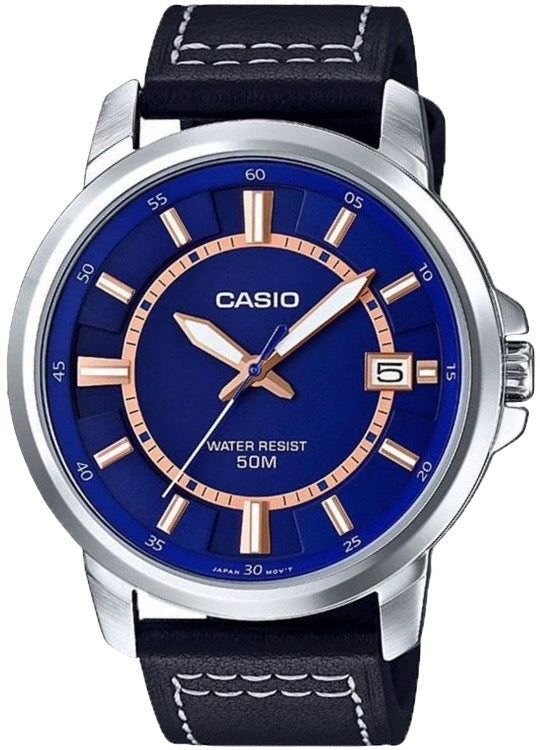 CASIO COLLECTION BOLD - BLUE MTP-E130L-2A Date - Armbanduhr 47 mm Blau