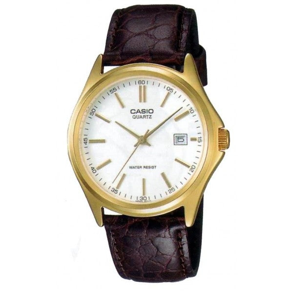 CASIO COLLECTION DATE LEATHER - WHITE MTP-1183Q-7ADF Date - Armbanduhr 38.5 mm Weiss