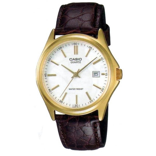 CASIO COLLECTION DATE LEATHER - WHITE MTP-1183Q-7ADF Date - Armbanduhr 38.5 mm Weiss