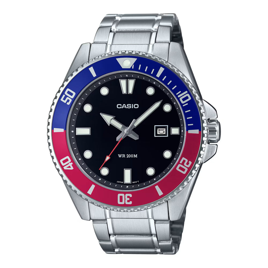 CASIO COLLECTION & VINTAGE CASIO COLLECTION DIVER DATE 200M - BLACK MDV-107D-1A3VDF Armbanduhr 46 mm Schwarz – Produktansicht