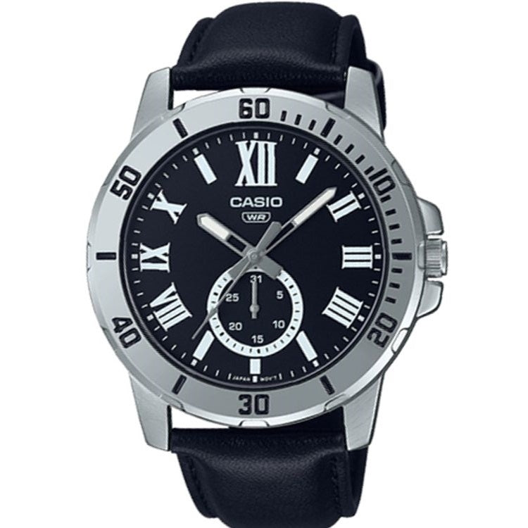 CASIO COLLECTION DIVER DATE LEATHER - BLACK MTP-VD200L-1BUDF Only Time - Armbanduhr 45 mm Schwarz