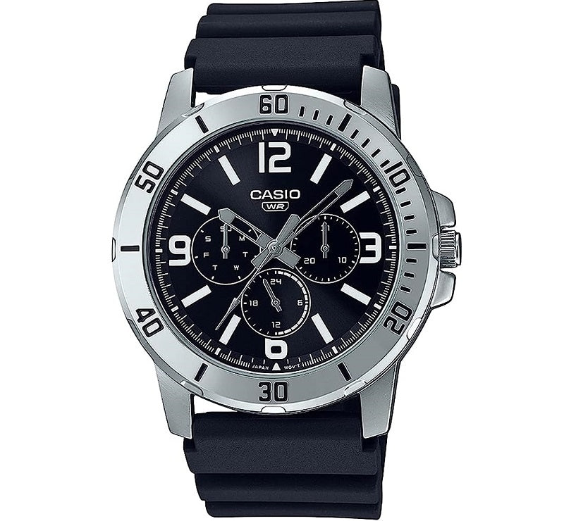 CASIO COLLECTION DIVER MULTIFUCTION - BLACK MTP-VD300-1BUDF Chronograph Armbanduhr 45 mm Schwarz