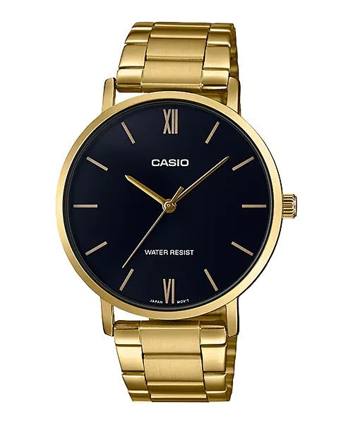 CASIO COLLECTION MINIMAL GOLD - BLACK MTP-VT01G-1BUDF Only Time - Armbanduhr 40 mm Schwarz
