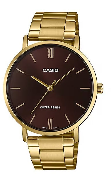 CASIO COLLECTION MINIMAL GOLD - BROWN MTP-VT01G-5BUDF Only Time - Armbanduhr 40 mm Braun